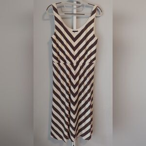 Angie Brown & Cream Striped Midi Dress Sz M